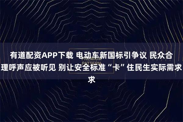 有道配资APP下载 电动车新国标引争议 民众合理呼声应被听见 别让安全标准“卡”住民生实际需求